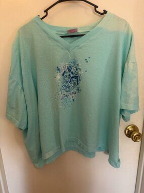 Sea Breeze Blue Cotton Tee W 2X